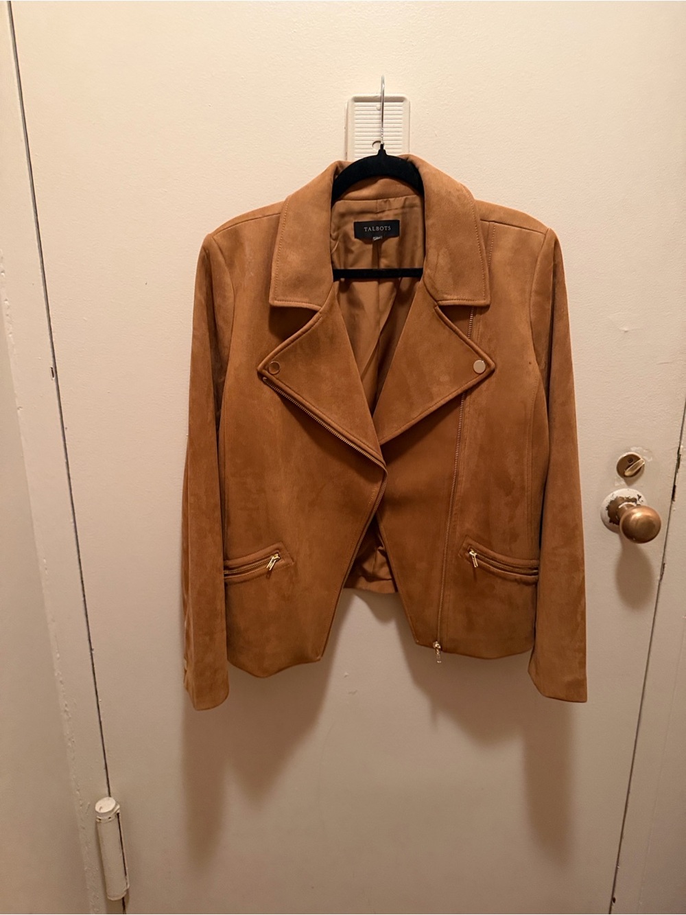 Talbots Camel Suede Moto Jacket